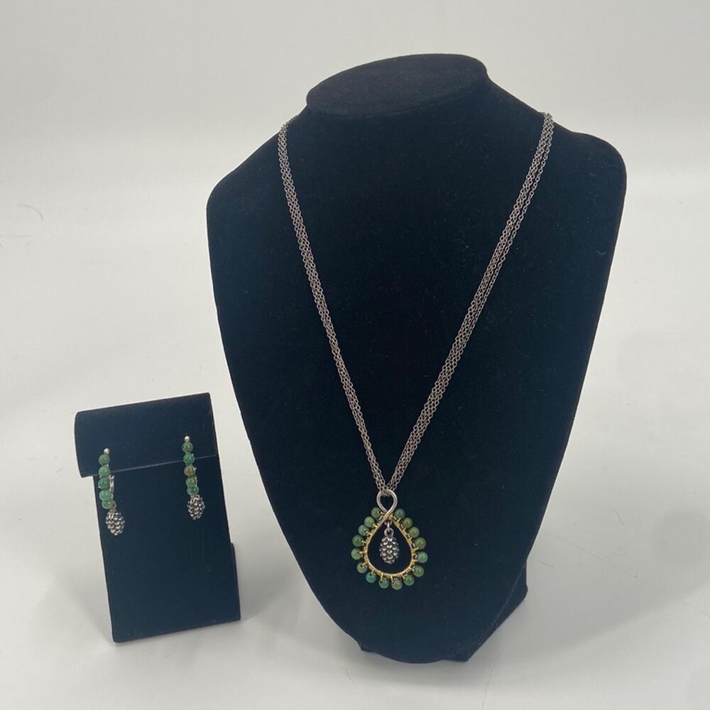 Big Sky Silver turquoise pine cone earring necklace set
